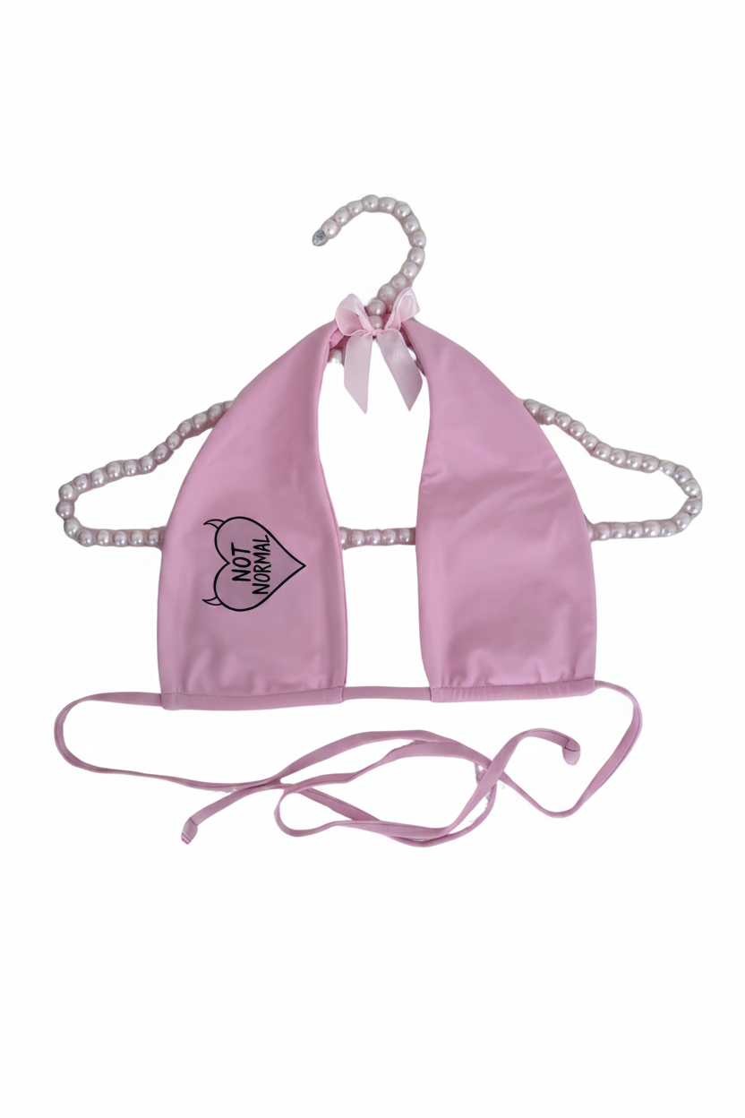 Heavens Halter Top on pearl hanger back