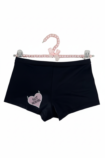 Universum Mini Shorts in Black Magic on pearl hanger front