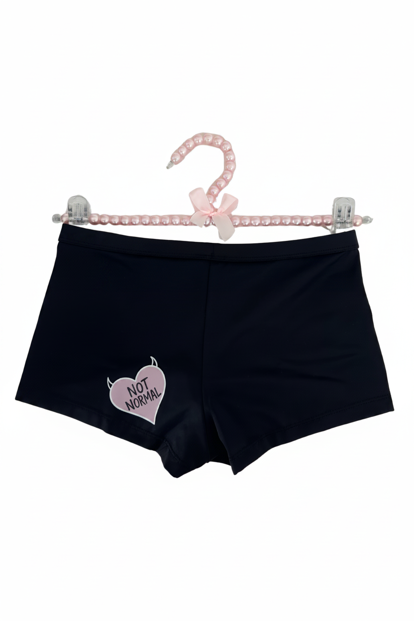 Universum Mini Shorts in Black Magic on pearl hanger front
